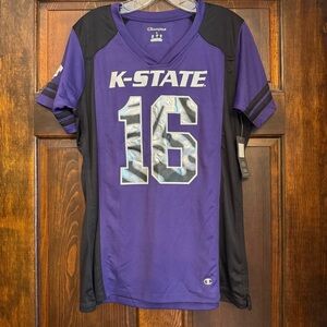 K-State Wildcats Champion Purple Woman’s #16 Football Jersey Shirt Size L NWT